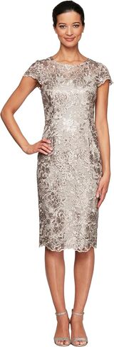 Alex Evenings Womens Short Knee Length Floral Embroidered Cocktail Sheath, Wedding Guest Dress, (Petite and Regular Sizes) in Saudi Arabia