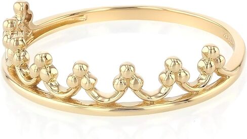 Ioka -14K تاج الأميرة من الذهب الأصفر الخالص أو خاتم تيارا قابل للتكديس in Saudi Arabia