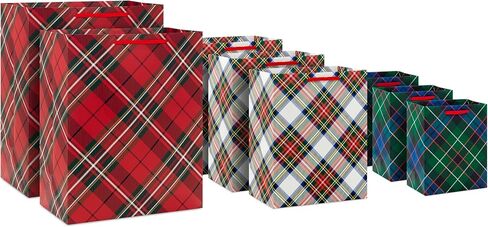 Hallmark Signature 7" Medium Christmas Gift Bag with Tissue Paper (Hunter Green and Gold Tree, Happy Holidays) with Foil, Glitter, Metal Handle in Saudi Arabia
