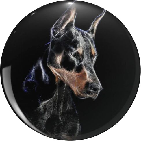 Doberman Fractalius Modern Portrait Pincher Lover Pin Round Metal 0.75" Lapel Pin Hat Shirt Tie Tack Pinback in Saudi Arabia