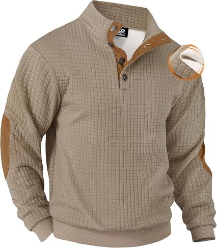 Men's Stand Collar Sweatshirt Vintage Fleece 1/4 Button Pullover (S-2XL) in Saudi Arabia