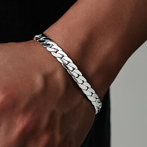 Cuban Link Chain,Sparkly Silver Bracelet,Hip Hop Diamond Link Bracelets for Men Women in Saudi Arabia