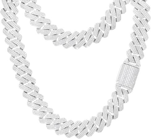 سلسلة ربط كوبية 20 مم للرجال مثلج خارج قلادة ميامي الكوبية 18 قيراط مطلية بالذهب 5A + زيكرون 10 مم/12 مم/14 مم/20 مم سلسلة مثلج خارج الذهب/الفضة بلينغ فاخر الهيب هوب مجوهرات للنساء والرجال in Kuwait