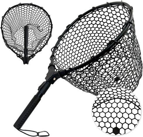 Fly Fishing Landing Net Trout Soft 23.62in Rubber Catch and Release Fish Net with Wooden Handle Frame Magnetic Fly Fish Net in Kuwait