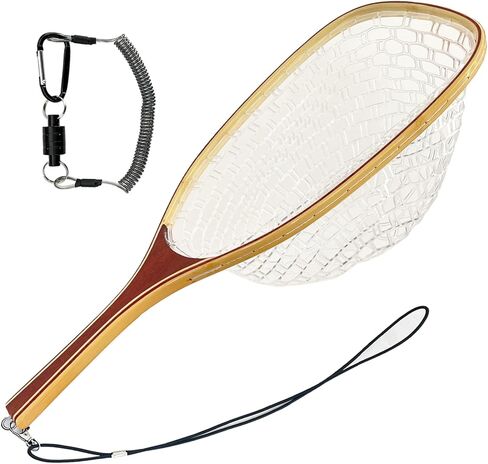 Fly Fishing Landing Net Trout Soft 23.62in Rubber Catch and Release Fish Net with Wooden Handle Frame Magnetic Fly Fish Net in Kuwait