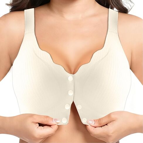 Jelly Front Closure Bras for Women Wireless Padded Post Surgery Bra No Underwire Seamless Full Coverage Comfortable in Saudi Arabia
