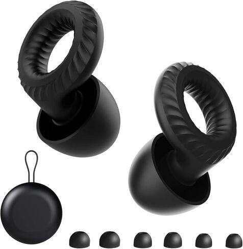 Ear Plugs for Sleeping,30db Noise Reducing Earplugs with 8 Eartips and Carry Case,Reusable earplugs for Sleep,Focus,Snoring,Shooting,Motorcycle,Airplanes,Musicians. (Black, L-M-S-XS) in Saudi Arabia