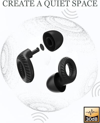 Ear Plugs for Sleeping,30db Noise Reducing Earplugs with 8 Eartips and Carry Case,Reusable earplugs for Sleep,Focus,Snoring,Shooting,Motorcycle,Airplanes,Musicians. (Black, L-M-S-XS) in Saudi Arabia