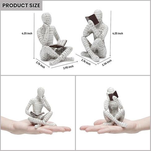 Bookshelf Decor Pulp Reading Thinker Sculpture, Abstract Art Statue Ornaments, Set of 2 Modern Aesthetic Figurine Home Decor Accents for Office Living Room Bedroom Shelf Coffee Table Desk in Saudi Arabia