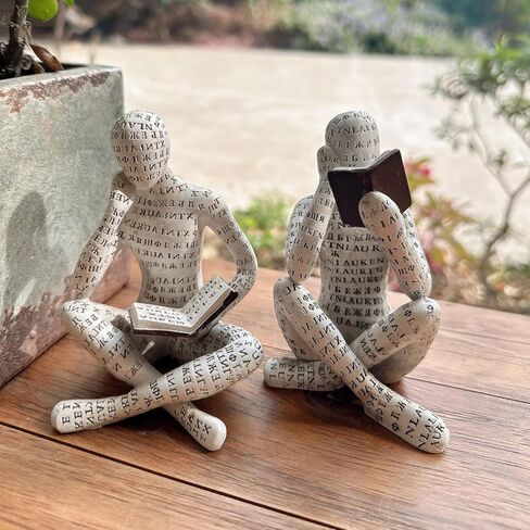 Bookshelf Decor Pulp Reading Thinker Sculpture, Abstract Art Statue Ornaments, Set of 2 Modern Aesthetic Figurine Home Decor Accents for Office Living Room Bedroom Shelf Coffee Table Desk in Saudi Arabia