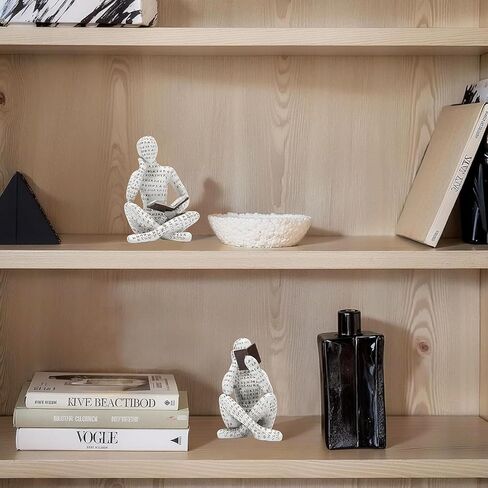 Bookshelf Decor Pulp Reading Thinker Sculpture, Abstract Art Statue Ornaments, Set of 2 Modern Aesthetic Figurine Home Decor Accents for Office Living Room Bedroom Shelf Coffee Table Desk in Saudi Arabia