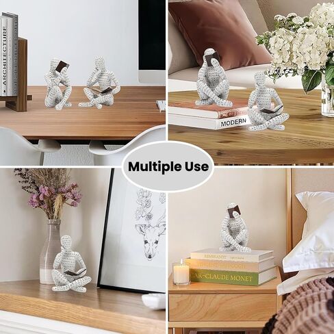 Bookshelf Decor Pulp Reading Thinker Sculpture, Abstract Art Statue Ornaments, Set of 2 Modern Aesthetic Figurine Home Decor Accents for Office Living Room Bedroom Shelf Coffee Table Desk in Saudi Arabia