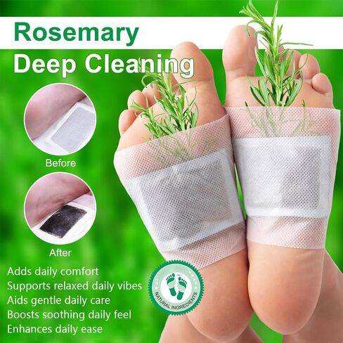 Rosemary Deep Cleansing Foot Patches - Natural Adhesive Care Pads for Deep Cleansing, Relaxation, Tension Relief, Restful Night & Foot Health (20 Pcs) in Saudi Arabia
