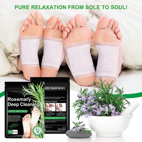 Rosemary Deep Cleansing Foot Patches - Natural Adhesive Care Pads for Deep Cleansing, Relaxation, Tension Relief, Restful Night & Foot Health (20 Pcs) in Saudi Arabia