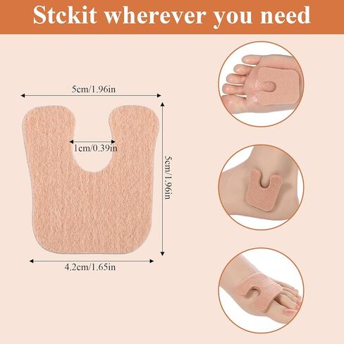 36 Pieces U-Shaped Felt Callus Pads, Pain Relief Adhesive Corn Pads, Soft Foot Cushion Protect from Rubbing on Shoes, Callus Cushions for Bottom Side of Foot and Heel for Women and Men in Saudi Arabia