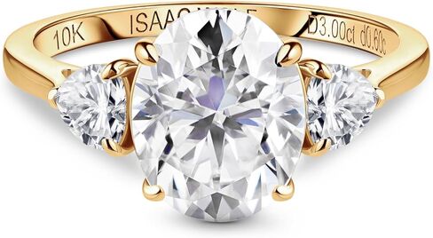 ISAAC WOLF 10k Gold Ring 3 carat Moissanite Ring Oval Cut Heart Engagement Rings VS1 in Saudi Arabia