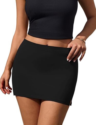 تنانير Lomon القصيرة للنساء مع شورت تحتها مثير Y2k Bodycon تنورة منخفضة الارتفاع قابلة للتمدد عصرية للنوادي ملابس الخروج in Saudi Arabia
