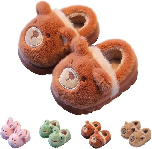 KEYUSHOP Toddler Kids Slippers Girls Boys House Slippers Plush Warm Animal Bunny Bear Frog Shoes Non-slip Memory Foam Preppy Shoes for Indoor Outdoor in Saudi Arabia