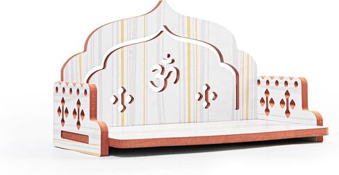 رف خشبي معلق على الحائط من Pooja Mandir God للمكتب المنزلي والهدايا (Om) in Kuwait