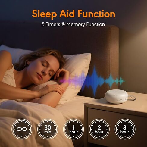 آلة ضوضاء بيضاء للأطفال البالغين، آلة صوت محمولة مع 33 صوتًا مهدئًا، مؤقت ووظيفة الذاكرة للنوم والسفر والحضانة والمكتب والمنزل in Kuwait