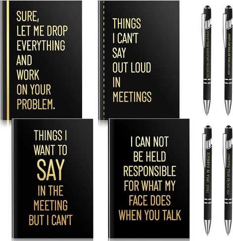 Funny Gifts Set Sarcastic Sayings Notebooks Funny Pens Notebooks Set Snarky Ballpoint Journal with Insulting Negative Quotes Funny Work Gift for Coworker Women Employee Office in Kuwait