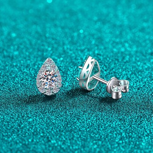 14K Gold 1/2/3/5ct D-Color VVS1 Pear-Shaped Diamond Necklace & Teardrop Stud Earrings Set Two-Piece Jewelry Set, Stylish for Women's Birthday Gifts in Saudi Arabia