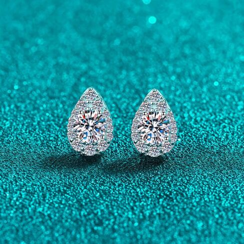14K Gold 1/2/3/5ct D-Color VVS1 Pear-Shaped Diamond Necklace & Teardrop Stud Earrings Set Two-Piece Jewelry Set, Stylish for Women's Birthday Gifts in Saudi Arabia
