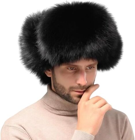 قبعة الصياد الرجالية من الفراء الصناعي قبعة الشتاء الدافئة قبعة التزلج على الأذن قبعة Ushanka الروسية للصيد وركوب الدراجات in Kuwait