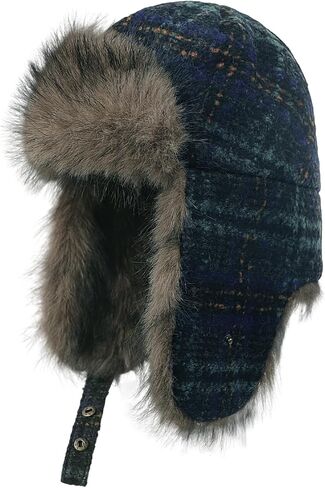 Winter Trapper Hat with Ear Flaps Cold Warm Russian Hat Faux Fur Trapper Hats Outdoor Hunting Cap for Men Women in Saudi Arabia