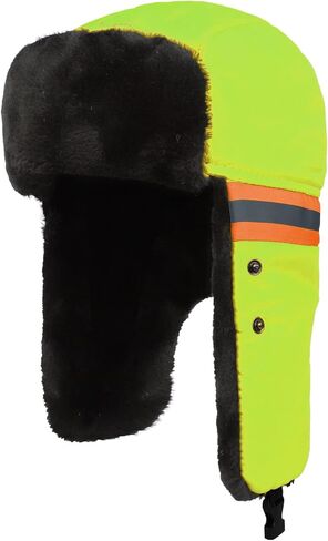 Winter Reflective Trapper Hat with Ear Flaps Face Mask Waterproof Windproof Warm Faux Fur Lined Russian Hunting Hat for Men in Saudi Arabia