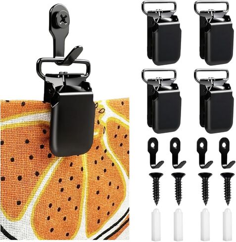 4 Pack Heavy Duty Tapestry Hangers Clamps/Clips, Non-Slip Wall Clips for Hanging Rugs, Blankets | Damage-Free Quilt Wall Hangers for Hangings Car Mats, Rug Samples, Paintings Display (Black) in Saudi Arabia