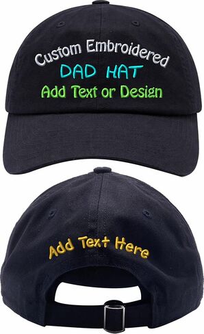 قبعة مطرزة مخصصة للرجال والنساء والأطفال - الأمام والخلف. النص والتصميم. قبعة مجهزة ، قبعة ، نمط خمر. in Kuwait