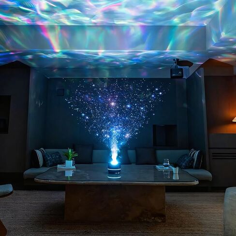 3-in-1 Galaxy Projector Humidifier & Essential Oil Diffuser, 7-Color Rotating Star Night Light with Healing Water Wave Lighting, Aromatherapy for Relaxation & Sleep, for Bedroom Home Decor in Saudi Arabia
