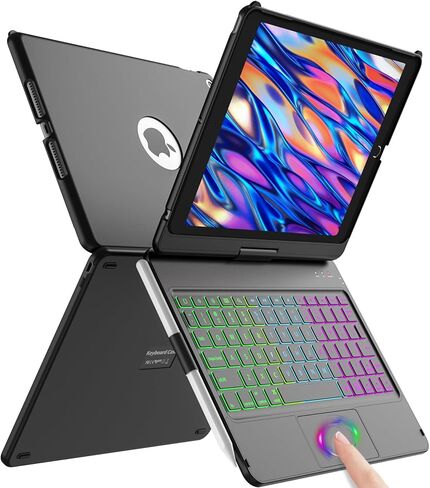 aMZCaSE Keyboard Case for iPad 9th Generation(10.2",2021),Colorful Backlight,360° Slim Cover, Keyboard Case with Bluetooth Keyboard&Pencil Holder,for iPad 8th Gen 2020,7th Gen 2019,Rose Gold in Kuwait