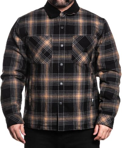 Sullen Men's Vortex Quilted Button Down Cotton Tattoo Lifestyle Long Sleeve Woven Flannel Plaid in Saudi Arabia