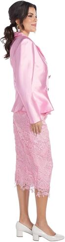 Masseys Lace Suit for Women with Peplum Jacket with Lace Accent and Rhinestone Buttons in Saudi Arabia