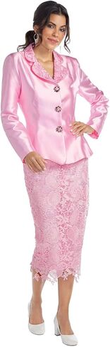 Masseys Lace Suit for Women with Peplum Jacket with Lace Accent and Rhinestone Buttons in Saudi Arabia