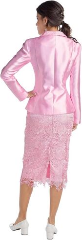 Masseys Lace Suit for Women with Peplum Jacket with Lace Accent and Rhinestone Buttons in Saudi Arabia