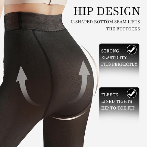 Fleece Lined Tights Women Leggings Thermal Pantyhose Fake Translucent Opaque High Waisted Winter Warm Sheer Tight in Saudi Arabia