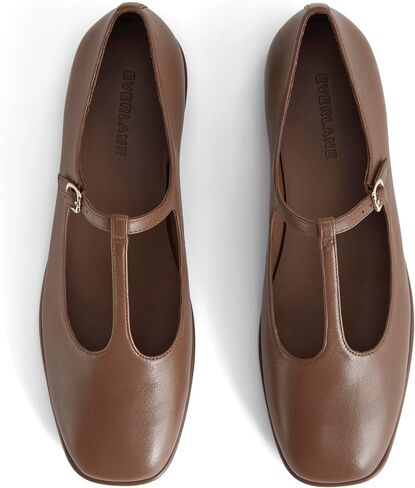Everlane Womens The Leather T-Strap Flat in Saudi Arabia
