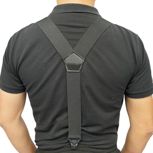 Airport Friendly Suspenders for Men with Plastic Clip 1.5 inch Fully No Metal Elastic Braces with Leather Patch in Saudi Arabia
