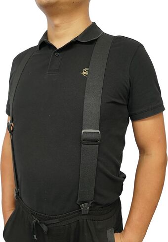 Airport Friendly Suspenders for Men with Plastic Clip 1.5 inch Fully No Metal Elastic Braces with Leather Patch in Saudi Arabia