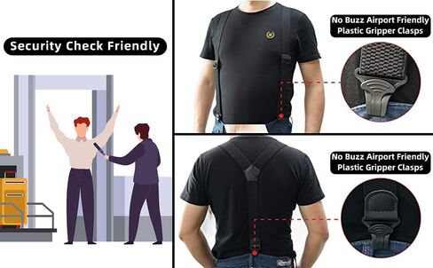 Airport Friendly Suspenders for Men with Plastic Clip 1.5 inch Fully No Metal Elastic Braces with Leather Patch in Saudi Arabia