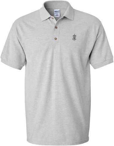 Polo Shirts for Men Disc Golf Basket Embroidery Cotton Short Sleeves Golf Tees in Saudi Arabia