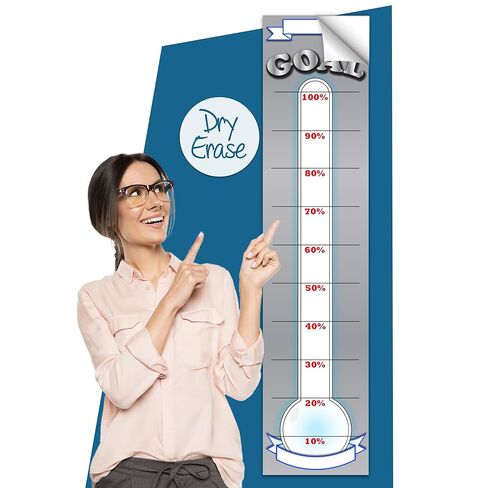 Fundraising Goal Thermometer Chart - 11" x 48", Reusable, Dry Erase Goal Tracker - Great for Schools, Churches, Offices & Charities in Saudi Arabia
