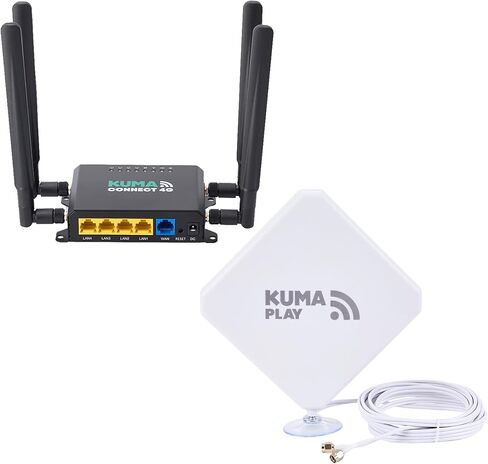 KUMA CONNECT PRO 4G LTE WiFi Router Modem with Outdoor Puck 5G Antenna - 300Mbps Portable Unlocked Mobile Hotspot with SIM Slot - Cellular MiFi Signal for Home Travel Car RV - Wireless Internet Device in Kuwait