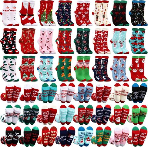 Suhine 24 Pairs Christmas Sock Gift Bulk for Women Men Adult Soft Christmas Xmas Holiday Festival Sock in Saudi Arabia