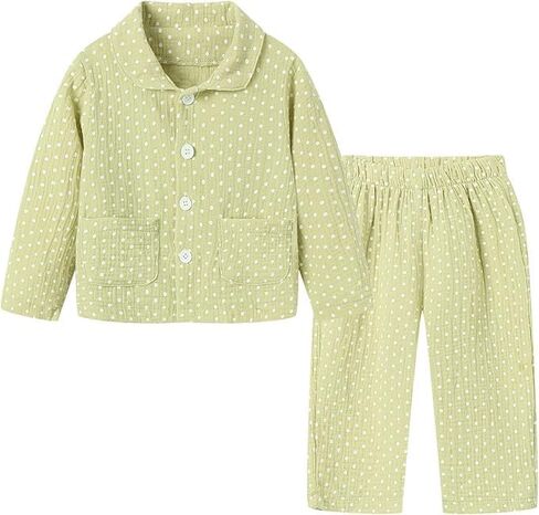 Mud Kingdom Girls Pajama Set with Pockets Cute Polka Dot Pjs Button Down Cotton Sleepwear Fall 12 Months- 6 Years in Saudi Arabia