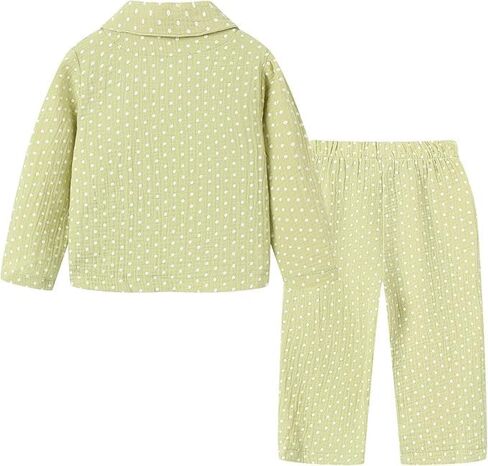 Mud Kingdom Girls Pajama Set with Pockets Cute Polka Dot Pjs Button Down Cotton Sleepwear Fall 12 Months- 6 Years in Saudi Arabia