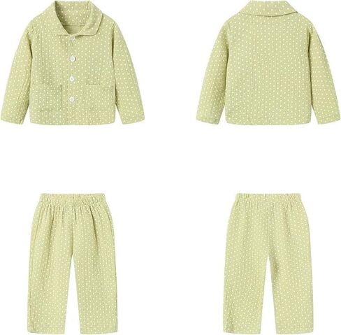Mud Kingdom Girls Pajama Set with Pockets Cute Polka Dot Pjs Button Down Cotton Sleepwear Fall 12 Months- 6 Years in Saudi Arabia